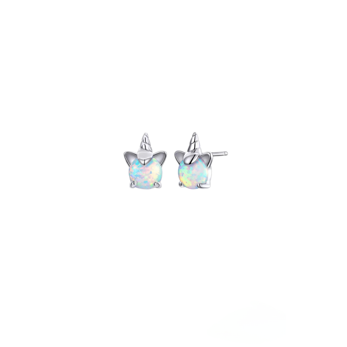 White Opal Unicorn Earrings